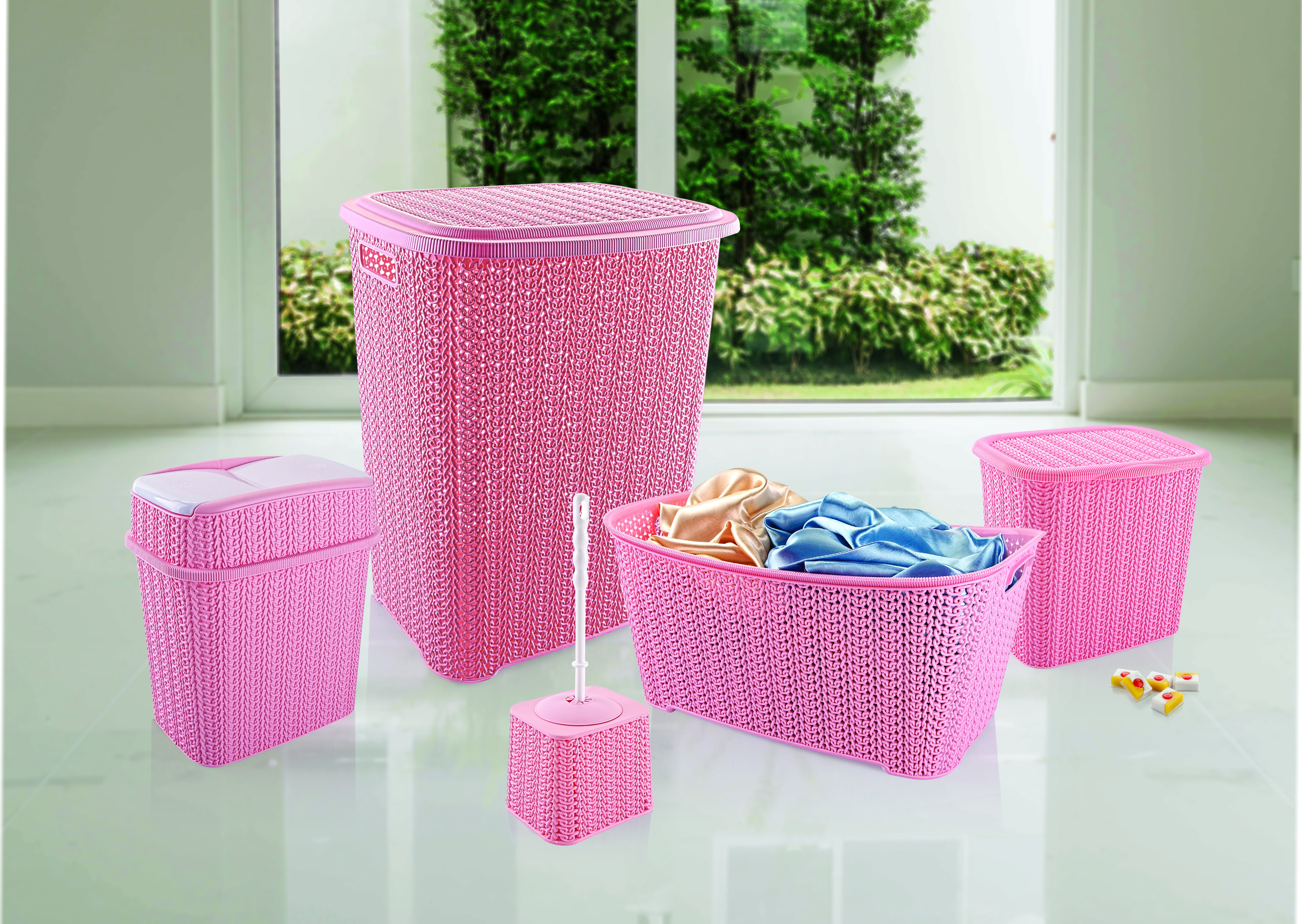 Örgü Banyo Seti Saral Plastik İstoç